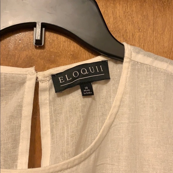 Eloquii White & Blue Cold Shoulder Linen Dress - Picture 3 of 3